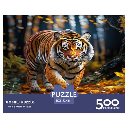 Amur Tiger 500-teiliges Puzzle für Erwachsene – Puzzles für Teenager – Geschenke – Wildtier-Puzzles aus Holz – Entspannungspuzzlespiele – Denksport-Puzzle 500 Teile (52 x 38 cm) von AAHARYA