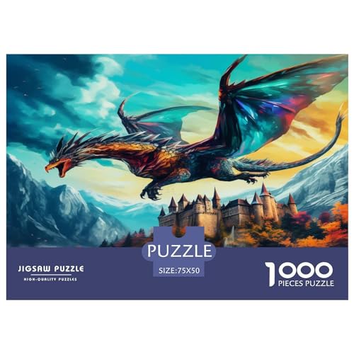 Dragon_Flying-Puzzles, 1000 Teile, Puzzle für Erwachsene, Intellektuelles Spiel, Puzzle-Spielzeug für Erwachsene und Kinder, 1000 Teile (75 x 50 cm) von AAHARYA