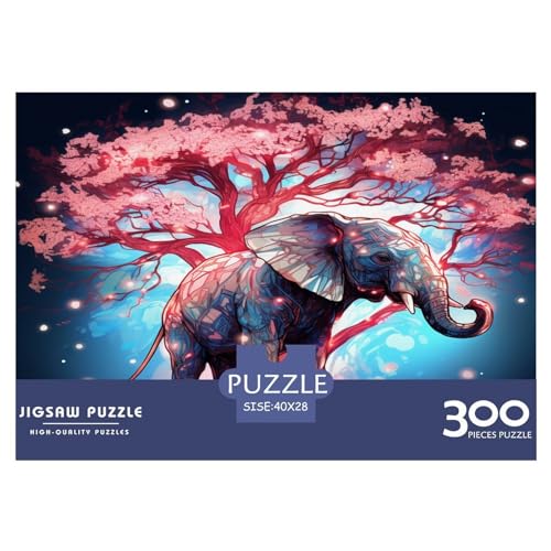 Elefanten-Puzzle, 300 Teile, für Erwachsene, Puzzle für Erwachsene, 300 Teile, Cherry_Tree_Beauty Puzzle, Lernspiele, 300 Teile (40 x 28 cm) von AAHARYA