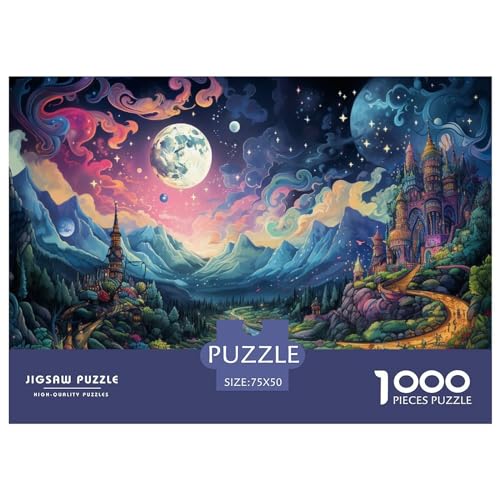 Mondschloss 1000-teiliges Puzzle für Erwachsene – Puzzles für Teenager – Geschenke – Holzpuzzles im künstlerischen Stil – Entspannungspuzzlespiele – Denksport-Puzzle 1000 Teile (75 x 50 cm) von AAHARYA
