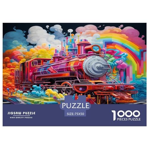 Puzzle mit Dampfzug für Erwachsene, 1000 Teile, Dampferzug-Puzzles für Jugendliche und Kinder, kreative Puzzles, Familienspiele, herausfordernd, Spielzeug, Geschenke, 1000 Teile (75 x 50 cm) von AAHARYA