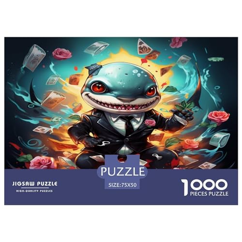 Puzzles 1000 Teile Boss_Shark_ Quadratische Puzzles für Erwachsene und Kinder, Künstler-Holzpuzzles Anspruchsvolle Spielpuzzles 1000 Teile (75 x 50 cm) von AAHARYA