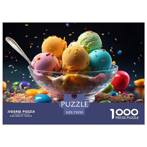 Puzzles 1000 Teile für Erwachsene, Eiscreme, Puzzlesets für Familie, Holzpuzzle, Herausforderung, Gehirn, 1000 Teile (75 x 50 cm) von AAHARYA