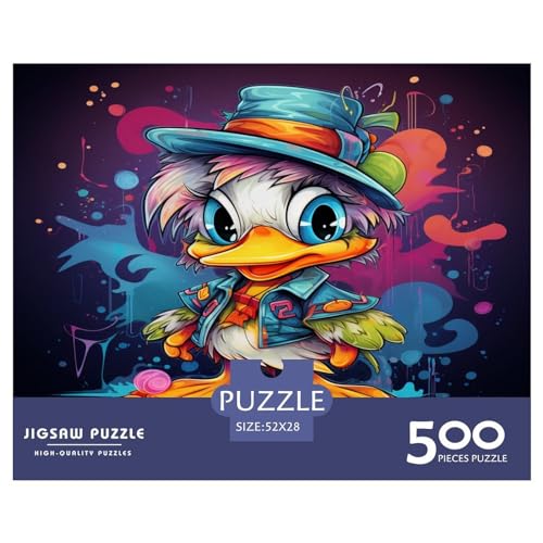 Puzzles 500 Teile, quadratische Entenpuzzles für Erwachsene und Kinder, Holzpuzzles im Cartoon-Stil, herausfordernde Spielpuzzles, 500 Teile (52 x 38 cm) von AAHARYA