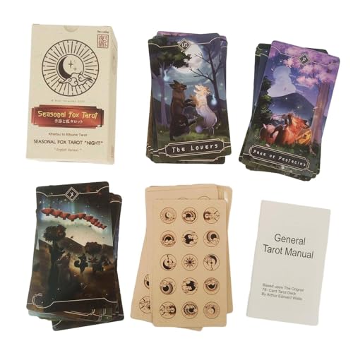 AAHOME 12 * 7 cm saisonales Fuchs-Tarot mit Leitfaden für Anfänger, 79 Karten Seasonal Fox Tarot von AAHOME