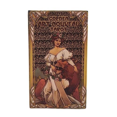 AAHOME Goldenes Jugendstil-Tarot-Deck, 78 Karten mit Ratgeberkarten, okkulte Wahrsagungsbuch-Sets für Anfänger, klassischer Jugendstil Golden Art Nouveau Tarot von AAHOME