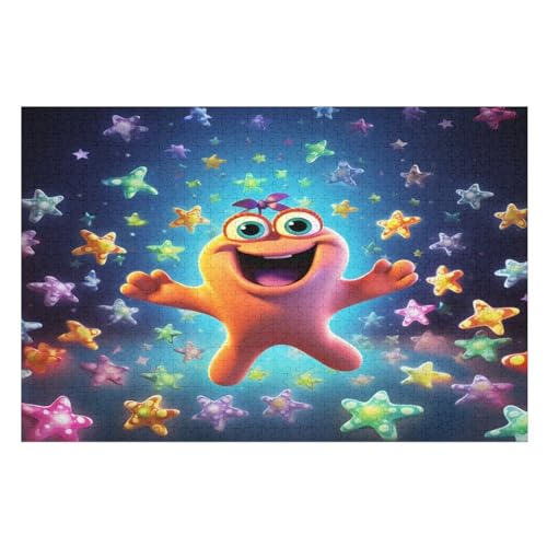 1000 Teile Puzzle Für Erwachsene, Cute StarFisch -Puzzles, Kinder Holz-Puzzle, Kreatives Puzzle, Geschenk Für Freunde Und Familie （75×50cm） von AAPZY