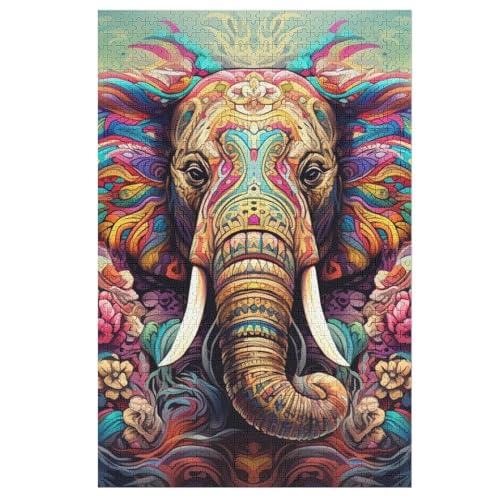 1000 Teile Puzzle Für Erwachsene, Elefant -Puzzles, Kinder Holz-Puzzle, Kreatives Puzzle, Geschenk Für Freunde Und Familie 78×53cm von AAPZY