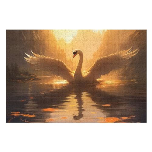 1000 Teile Puzzle Für Jugendliche,Schwan Puzzles,Erwachsenenpuzzle,Holzpuzzles,Dekompressionsspiel,Spielzeugpuzzles （75×50cm） von AAPZY