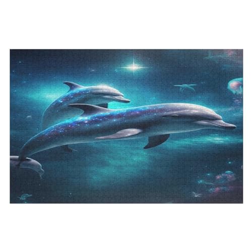 1000 Teile Puzzles Für Erwachsene, Delfin Puzzle, Holzpuzzle - Familienpuzzle Verringerter Druck Schwieriges Puzzle Unmögliche Puzzle Für Erwachsene 12+ Kinder （75×50cm） von AAPZY