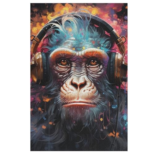 1000 Teile Puzzles Für Erwachsene, Gorillas Puzzle, Holzpuzzle - Familienpuzzle Verringerter Druck Schwieriges Puzzle Unmögliche Puzzle Für Erwachsene 12+ Kinder 78×53cm von AAPZY