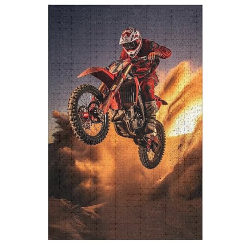 1000 Teile Puzzles Für Erwachsene, Motocross Puzzle, Holzpuzzle - Familienpuzzle Verringerter Druck Schwieriges Puzzle Unmögliche Puzzle Für Erwachsene 12+ Kinder 78×53cm von AAPZY