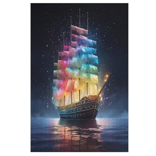 1000 Teile Puzzles Für Erwachsene, Rainbow Segelboot Puzzle, Holzpuzzle - Familienpuzzle Verringerter Druck Schwieriges Puzzle Unmögliche Puzzle Für Erwachsene 12+ Kinder （78×53cm） von AAPZY