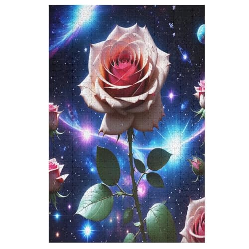 1000 Teile Puzzles Für Erwachsene, Starry Sky Rose Puzzle, Holzpuzzle - Familienpuzzle Verringerter Druck Schwieriges Puzzle Unmögliche Puzzle Für Erwachsene 12+ Kinder （78×53cm） von AAPZY