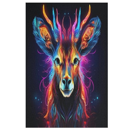 1000-teiliges Puzzle Für Erwachsene, Animal Hirsch -Puzzle, Holzpuzzle, Gehirn-Herausforderung, Puzzle-Spielzeugspiel 78×53cm von AAPZY