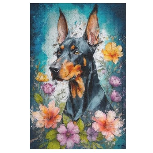 1000-teiliges Puzzle Für Erwachsene, Doberman Hund -Puzzle, Dekompressionsspiel, Spielzeugpuzzles, Geburtstagsgeschenke （78×53cm） von AAPZY