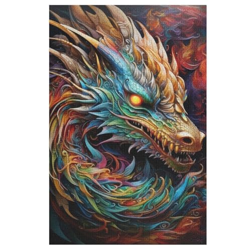 1000-teiliges Puzzle Für Erwachsene, Drachen -Puzzle, Holzpuzzle, Gehirn-Herausforderung, Puzzle-Spielzeugspiel 78×53cm von AAPZY