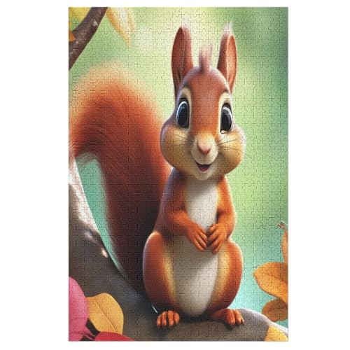 1000-teiliges Puzzle Für Erwachsene, Eichhörnchen -Puzzle, Holzpuzzle, Gehirn-Herausforderung, Puzzle-Spielzeugspiel 78×53cm von AAPZY