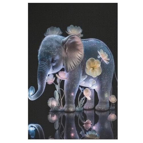 1000-teiliges Puzzle Für Erwachsene, Elefant -Puzzle, Holzpuzzle, Gehirn-Herausforderung, Puzzle-Spielzeugspiel 78×53cm von AAPZY