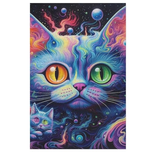 1000-teiliges Puzzle Für Erwachsene, Katze -Puzzle, Holzpuzzle, Gehirn-Herausforderung, Puzzle-Spielzeugspiel （78×53cm） von AAPZY