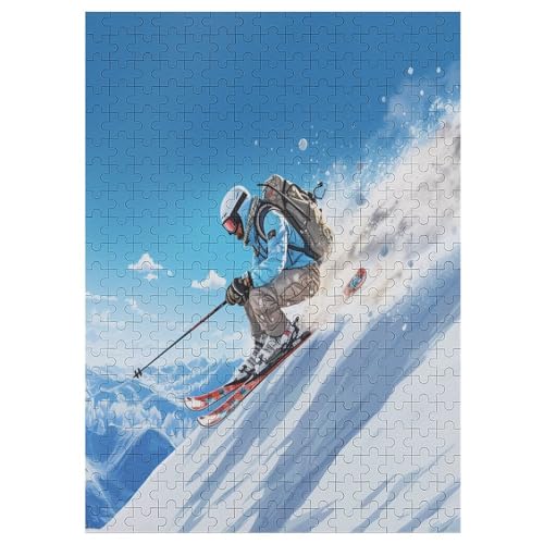 300 Teile Puzzle Für Erwachsene, Snow Mountain Skifahren -Puzzles, Kinder Holz-Puzzle, Kreatives Puzzle, Geschenk Für Freunde Und Familie 42×30cm von AAPZY