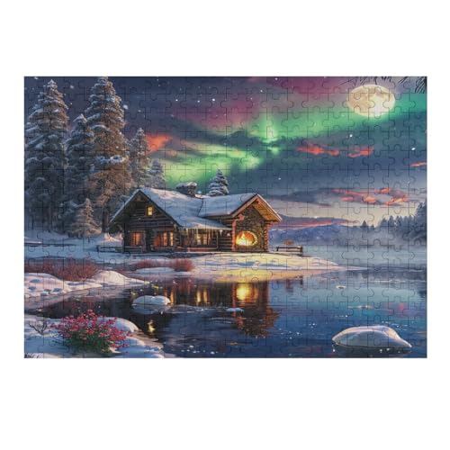 300 Teile Puzzle Für Jugendliche,Aurora Lodge Puzzles,Erwachsenenpuzzle,Holzpuzzles,Dekompressionsspiel,Spielzeugpuzzles （40×28cm） von AAPZY