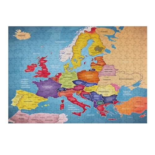 300 Teile Puzzle Für Jugendliche,Karte von Europa Puzzles,Erwachsenenpuzzle,Holzpuzzles,Dekompressionsspiel,Spielzeugpuzzles （40×28cm） von AAPZY