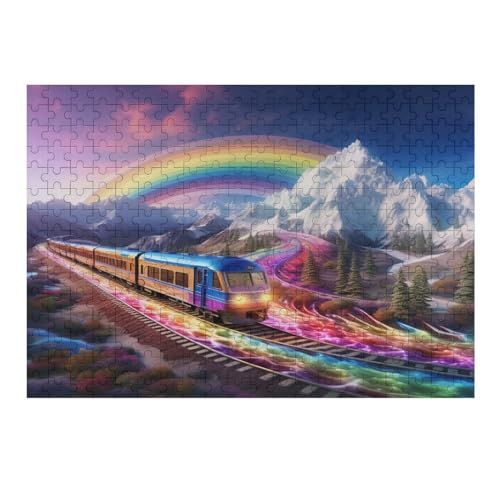 300 Teile Puzzle Für Jungen Und Mädchen, Standard-Puzzles, Regenbogenzug -Puzzles, Familienspiele, （40×28cm） von AAPZY