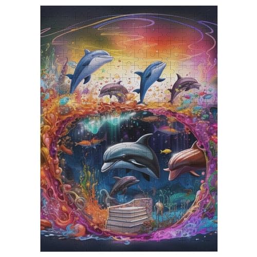 300 Teile Puzzles Für Erwachsene, Delfin Puzzle, Holzpuzzle - Familienpuzzle Verringerter Druck Schwieriges Puzzle Unmögliche Puzzle Für Erwachsene 12+ Kinder 42×30cm von AAPZY