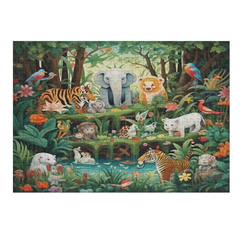 300-teiliges Puzzle Für Erwachsene, Dschungeltiere -Puzzle, Holzpuzzle, Gehirn-Herausforderung, Puzzle-Spielzeugspiel （40×28cm） von AAPZY