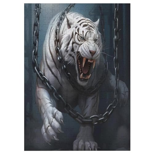 300-teiliges Puzzle Für Erwachsene, Tiger -Puzzle, Holzpuzzle, Gehirn-Herausforderung, Puzzle-Spielzeugspiel 42×30cm von AAPZY