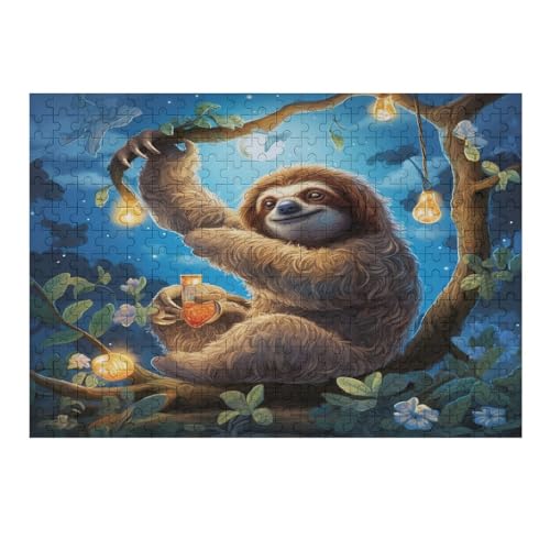 300-teiliges Puzzle Für Erwachsene, süßes Faultier -Puzzle, Holzpuzzle, Gehirn-Herausforderung, Puzzle-Spielzeugspiel （40×28cm） von AAPZY