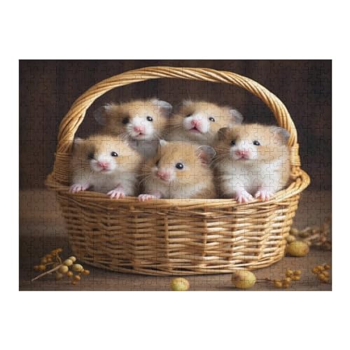 500 Teile Puzzle Für Erwachsene, süßer Hamster -Puzzles, Kinder Holz-Puzzle, Kreatives Puzzle, Geschenk Für Freunde Und Familie （52×38cm） von AAPZY