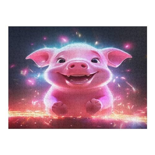 500 Teile Puzzle Für Erwachsene, süßes Schwein -Puzzles, Kinder Holz-Puzzle, Kreatives Puzzle, Geschenk Für Freunde Und Familie （52×38cm） von AAPZY