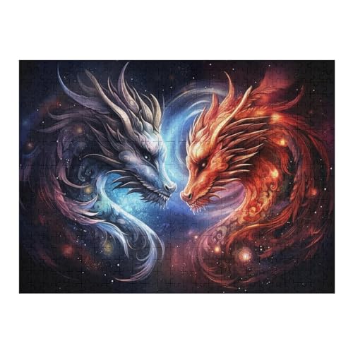 500 Teile Puzzle Für Jugendliche,Drachen Puzzles,Erwachsenenpuzzle,Holzpuzzles,Dekompressionsspiel,Spielzeugpuzzles （52×38cm） von AAPZY