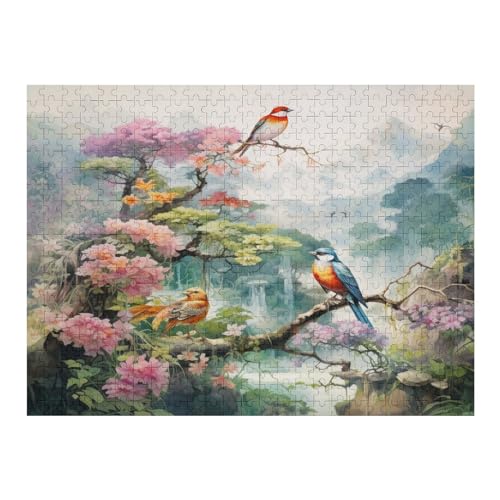 500 Teile Puzzle Für Jugendliche,Vogels and Flowers Puzzles,Erwachsenenpuzzle,Holzpuzzles,Dekompressionsspiel,Spielzeugpuzzles （52×38cm） von AAPZY