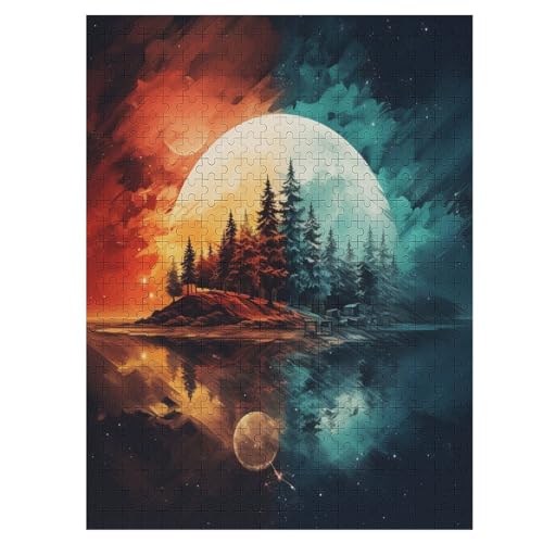 500-teiliges Puzzle Für Erwachsene, Fantasy-Landschaft -Puzzle, Holzpuzzle, Gehirn-Herausforderung, Puzzle-Spielzeugspiel （55×41cm） von AAPZY