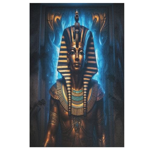 Ägypter Pharao -Puzzle, 1000 Teile,Holzpuzzle Für Erwachsene Kinder, Lustiges Spielzeug, Denkspiel, Spielzeug, Bildungsspiel, Herausforderung, Pädagogisch, 78×53cm von AAPZY