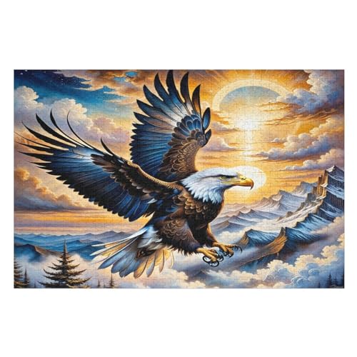 Adler Holzpuzzle Erwachsene - 1000 Teiliges Jigsaw Knobelspiel - Puzzle Für Erwachsene & Kinder - Outdoor & Reisespielzeug - Geduldspiel （75×50cm） von AAPZY