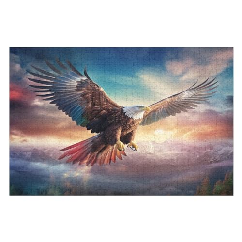 Adler Puzzle 1000 Teile,Puzzles Für Erwachsene, Impossible Puzzle, Geschicklichkeitsspiel Für Die Ganze Familie, Puzzle Kinder,Holzpuzzle-Geschenk,Raumdekoration, （75×50cm） von AAPZY