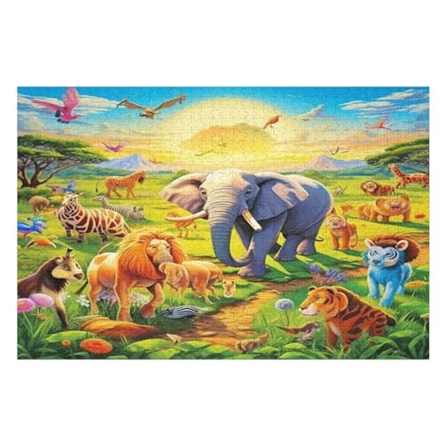 Afrikanische Tiere Holzpuzzle 1000 Teile,Puzzles Für Erwachsene, Impossible Puzzle, Geschicklichkeitsspiel Für Die Ganze Familie,Home Dekoration Puzzle, Puzzle Kinder Legespiel （75×50cm） von AAPZY