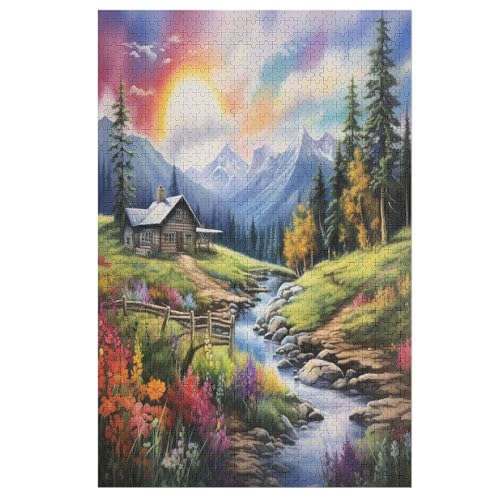 Alpine Gelassenheit-Puzzle Für Erwachsene, 1000-teilige Puzzles Für Teenager Und Kinder, Kreative Puzzles Für Die Familie, Herausfordernde Spiele, Spielzeug, Geschenke （78×53cm） von AAPZY