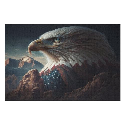 American Adler Usa Art Holzpuzzle 1000 Teile, Knobelspiele Für Erwachsene, Teenager, Puzzles Unmögliche - Kinder Puzzle Zimmer Deko （75×50cm） von AAPZY