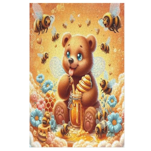 Animal Bär Puzzle 1000 Teile,Puzzles Für Erwachsene, Impossible Puzzle, Geschicklichkeitsspiel Für Die Ganze Familie, Puzzle Kinder,Holzpuzzle-Geschenk,Raumdekoration, 78×53cm von AAPZY