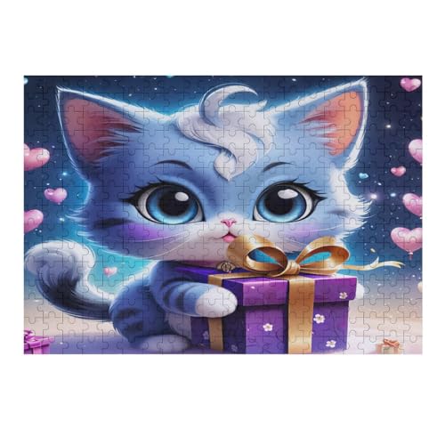 Animal Cute Katze 300 Teile Puzzle Für Erwachsene, Herausforderung Puzzles - Familienpuzzle Verringerter Druck Schwieriges Puzzle Rahmen Holzpuzzle Für Erwachsene Kinder 12+ （40×28cm） von AAPZY