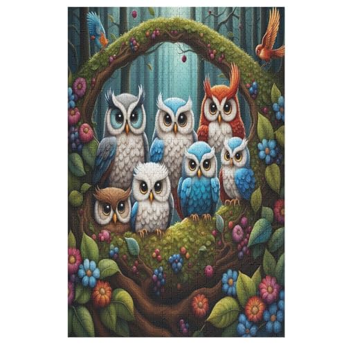 Animal Eule 1000 Teile Puzzles, Wood Craft, Hochwertiges Modernes Puzzle, DIY, Für Erwachsene Und Kinder Ab 12 Jahren Holz, Puzzle 78×53cm von AAPZY