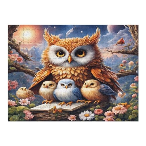 Animal Eule Puzzles 500 Teile Erwachsener Kniffel Spaß Für Die Ganze Familie - 500 Puzzleteilige Motive, Holzpuzzle Kinder Erwachsene, Impossible Puzzle Schwer （52×38cm） von AAPZY