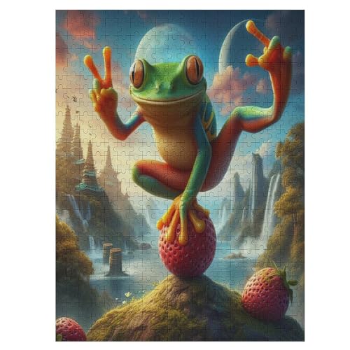 Animal Frosch Puzzle 500 Teile,Puzzles Für Erwachsene, Impossible Puzzle, Geschicklichkeitsspiel Für Die Ganze Familie, Puzzle Kinder,Holzpuzzle-Geschenk,Raumdekoration, （55×41cm） von AAPZY