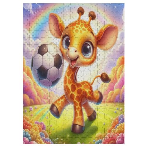 Animal Giraffe Holzpuzzle 300 Stück Puzzles Für Erwachsene Teenager Stress Abbauen Familien-Puzzlespiel Poster 300-teiliges Puzzle Kinder Lernspiel Spielzeug Geschenk 42×30cm von AAPZY