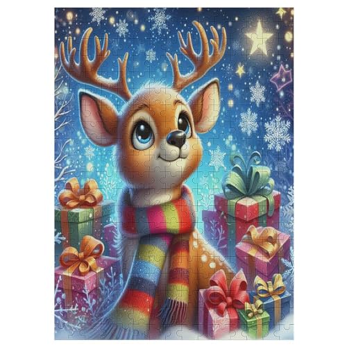 Animal Hirsch -Puzzle, 300 Teile,Holzpuzzle Für Erwachsene Kinder, Lustiges Spielzeug, Denkspiel, Spielzeug, Bildungsspiel, Herausforderung, Pädagogisch, 42×30cm von AAPZY